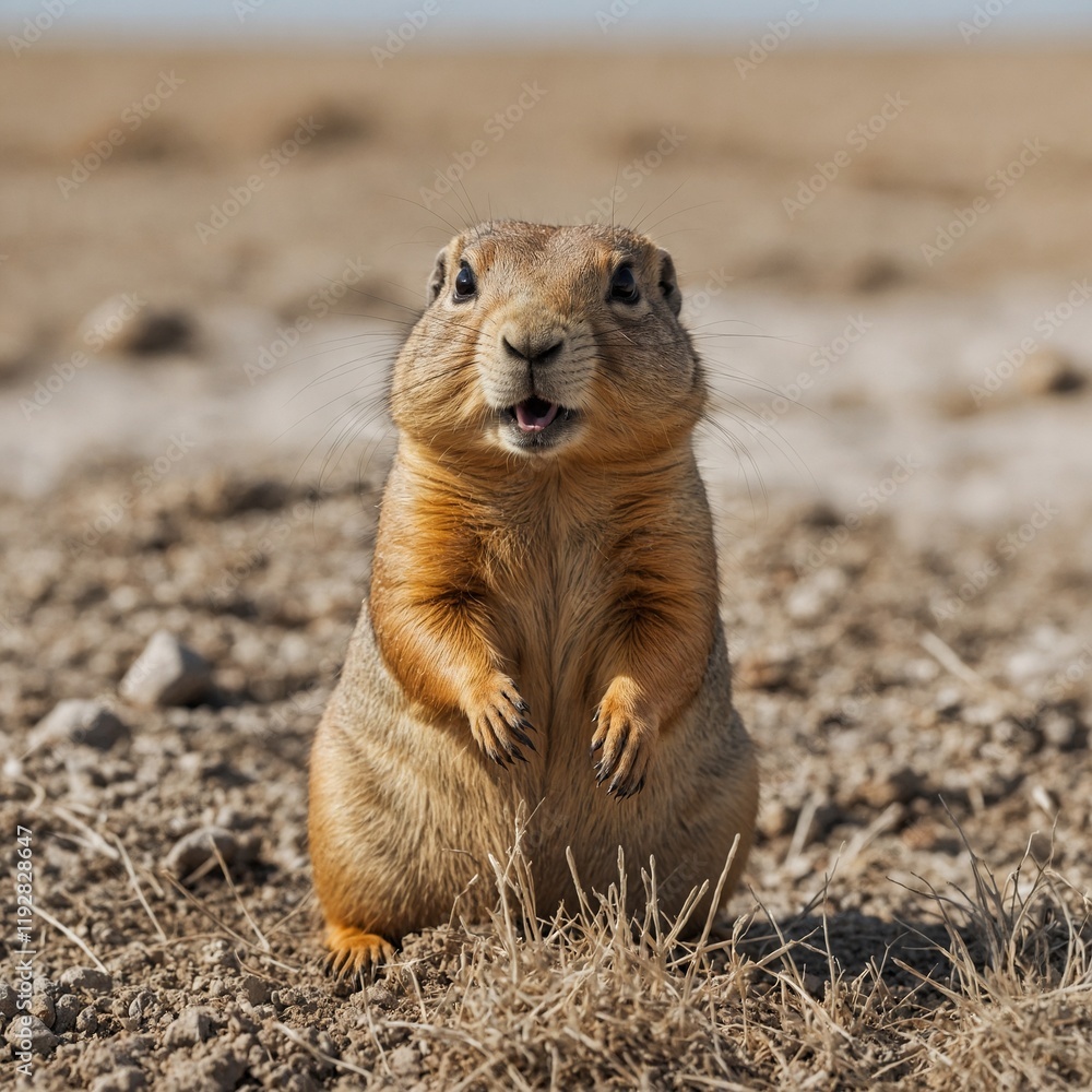 A playful prairie dog on a white background.
A playful prairie dog on a white background.