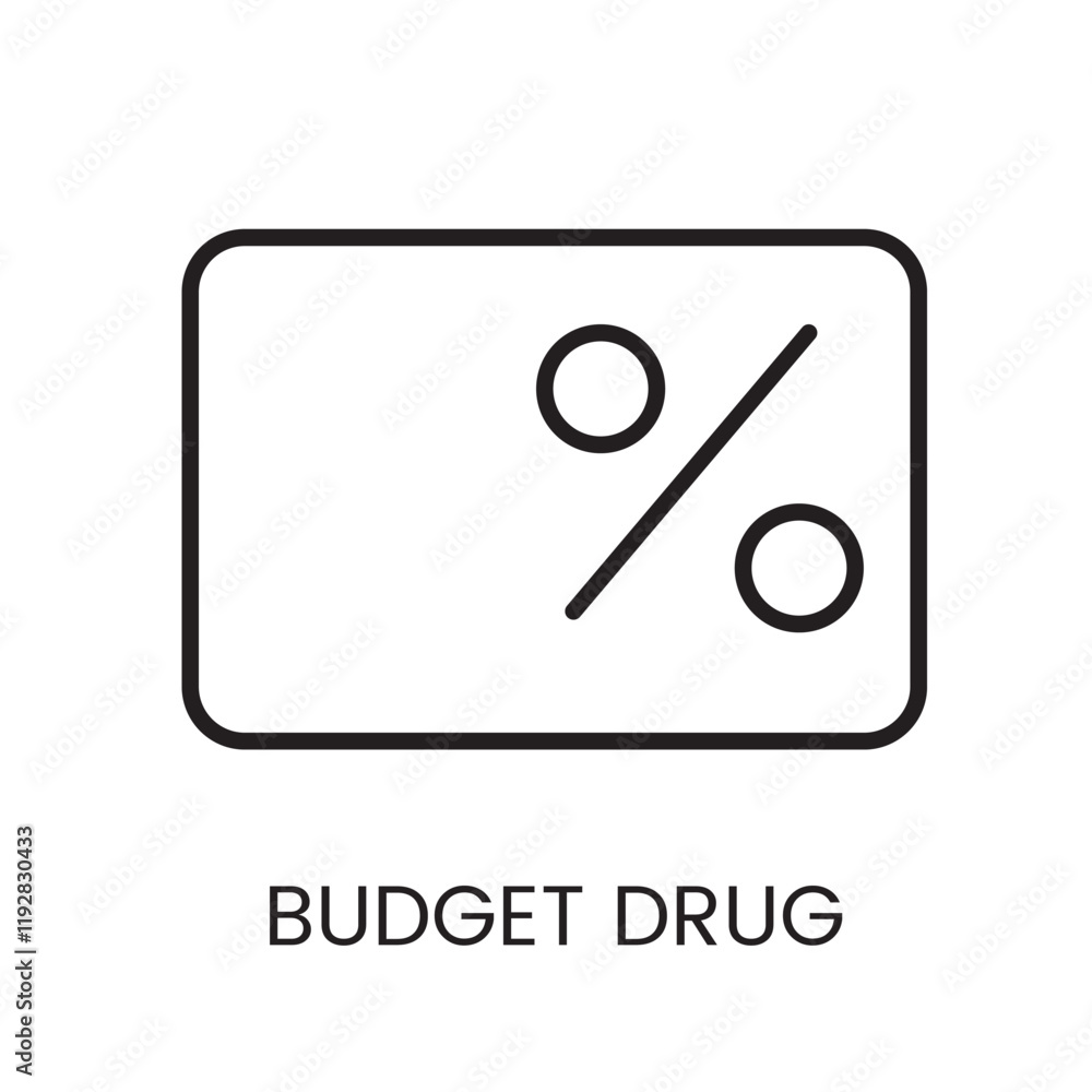 An icon of a discount card in vector, representing budget drug savings, with an editable stroke An icon of a discount card in vector, representing budget drug savings, with an editable stroke