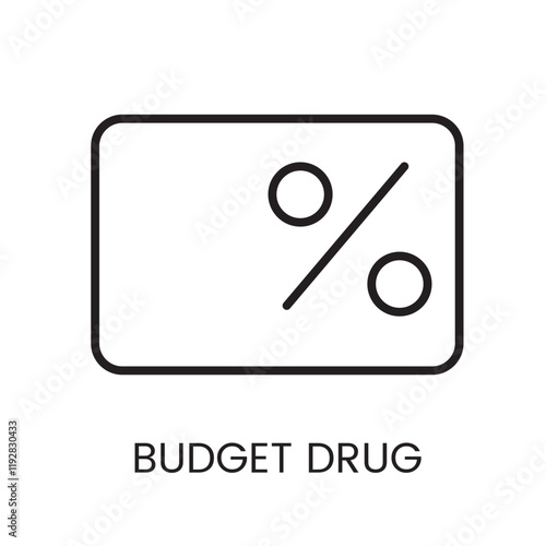 An icon of a discount card in vector, representing budget drug savings, with an editable stroke