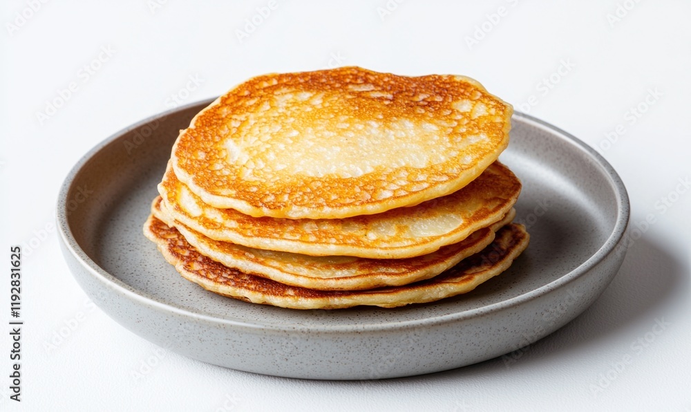 Crispy and soft Draniki Belarusian potato pancakes served with sour cream on a smooth gray plate Crispy and soft Draniki Belarusian potato pancakes served with sour cream on a smooth gray plate