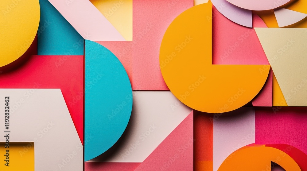 An abstract image of overlapping geometric shapes in bright colors. An abstract image of overlapping geometric shapes in bright colors.