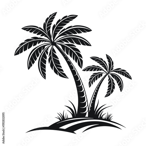 Black and White Palm Tree Illustration