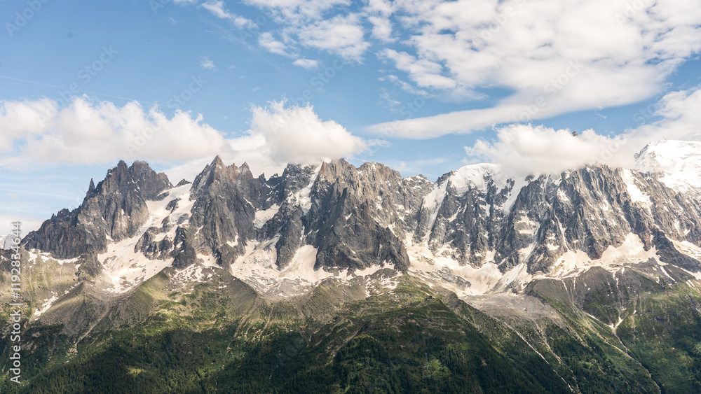 Fototapeta premium Snow-capped mountain range of Montblanc