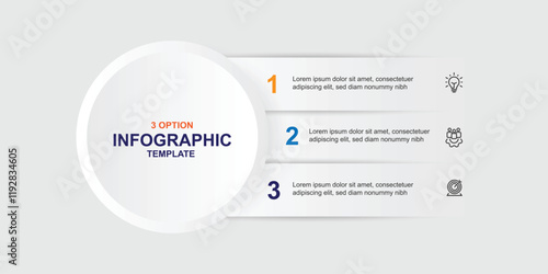 Modern template infographic with paper style and 3 step with circle and white colour 