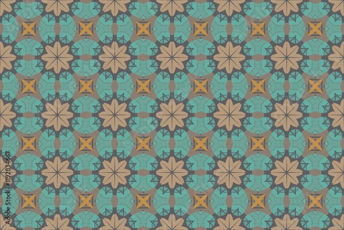 Vibrant Retro Geometric Seamless Pattern in Turquoise and Orange.
