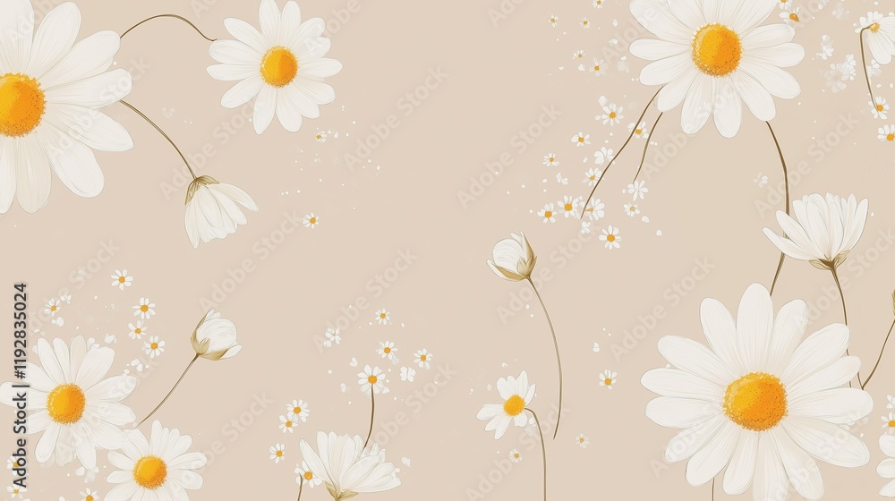 A seamless vector pattern of blooming yellow daisies evokes the beauty of summer floral designs A seamless vector pattern of blooming yellow daisies evokes the beauty of summer floral designs