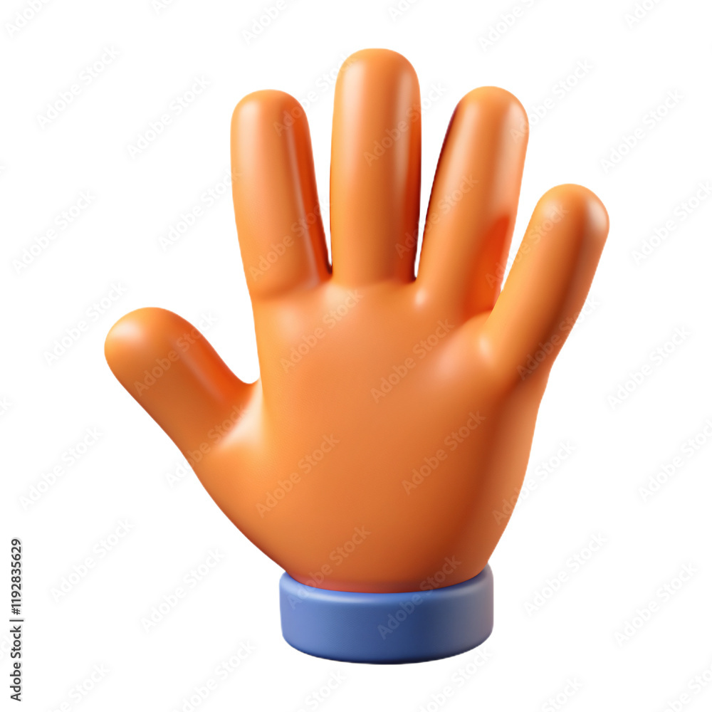 Vibrant Orange Cartoon Hand Icon Symbolizing Interaction and Help Vibrant Orange Cartoon Hand Icon Symbolizing Interaction and Help
