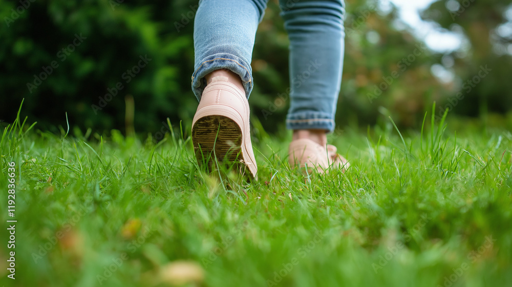 Girl Walking in Meadows Touching Grass Surrounded by Peaceful Nature Girl Walking in Meadows Touching Grass Surrounded by Peaceful Nature