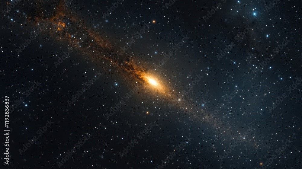 Obraz premium Cosmic marvel: A vibrant galaxy shines brightly in the dark expanse of space.