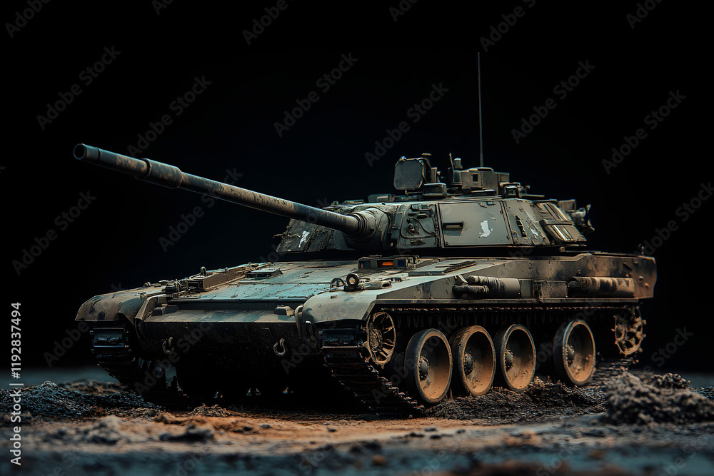 Camouflaged Tank in the Darkness: Military Power Camouflaged Tank in the Darkness: Military Power