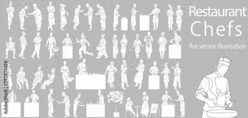 Flat vector illustration of chef cooking for restaurant
