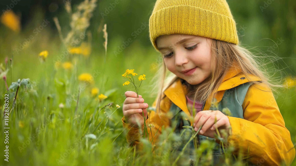 Girl Walking in Meadows Touching Grass Surrounded by Peaceful Nature Girl Walking in Meadows Touching Grass Surrounded by Peaceful Nature