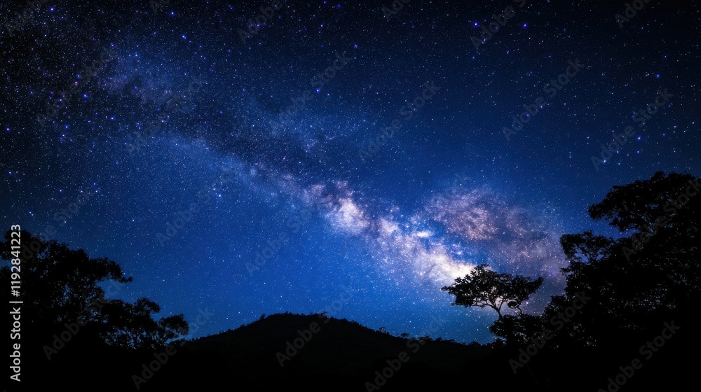 Fototapeta premium Milky Way Galaxy over Silhouetted Trees