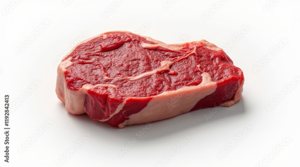 Raw beef steak on white background, perfect for food and culinary presentations Raw beef steak on white background, perfect for food and culinary presentations