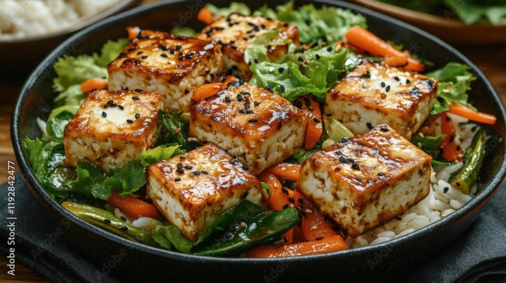 Pan-Asian Tofu Stir-fry with Rice and Sesame Seeds, a Delicious and Healthy Vegetarian Meal Pan-Asian Tofu Stir-fry with Rice and Sesame Seeds, a Delicious and Healthy Vegetarian Meal