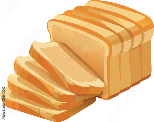 Sliced loaf of white bread isolated on white background