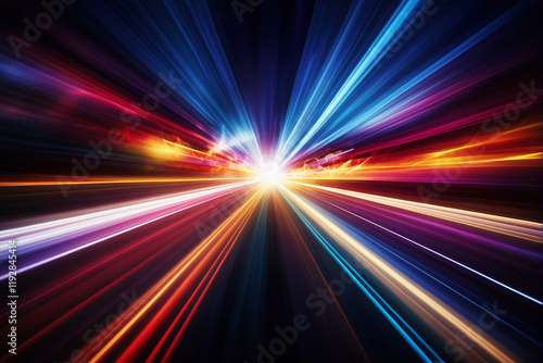 Colorful Speed Lines with Motion Blur and Light Streaks in Abstract Design