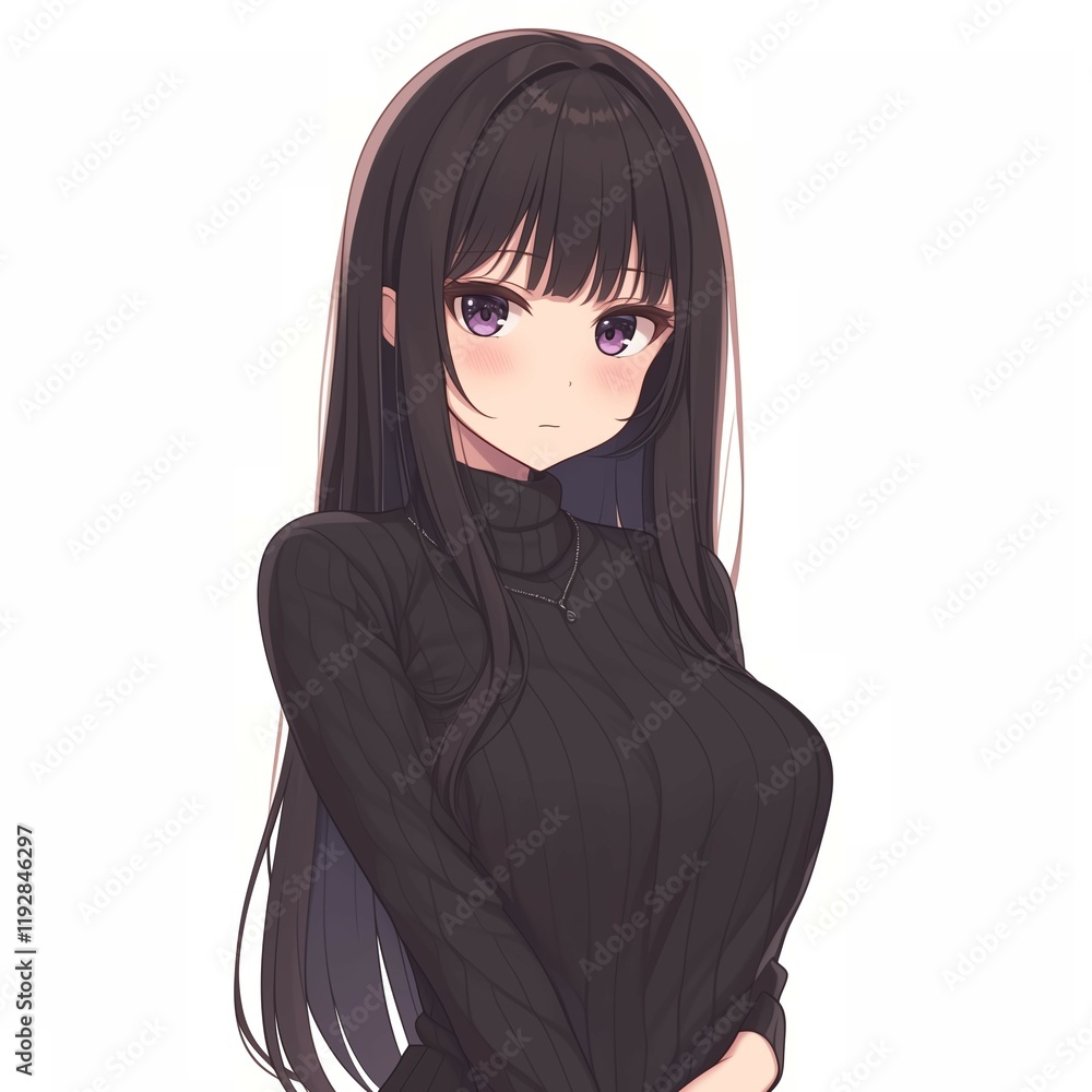 Naklejka premium アニメ調の美少女の切り抜き用素材