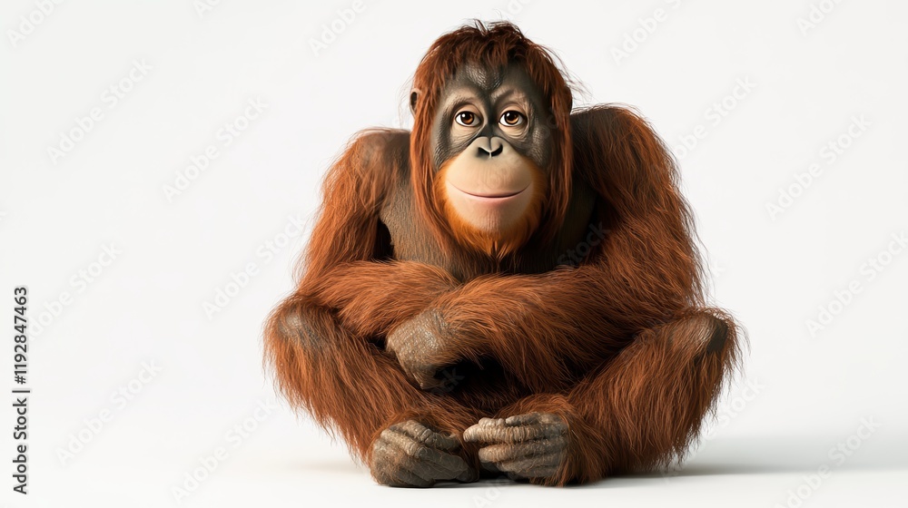 Obraz premium Adorable Orangutan 3D Render, Cute Ape - 3D renders