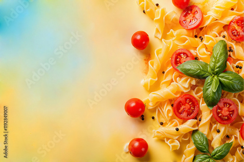 Watercolor Pasta Illustration with Soft and Colorful Background