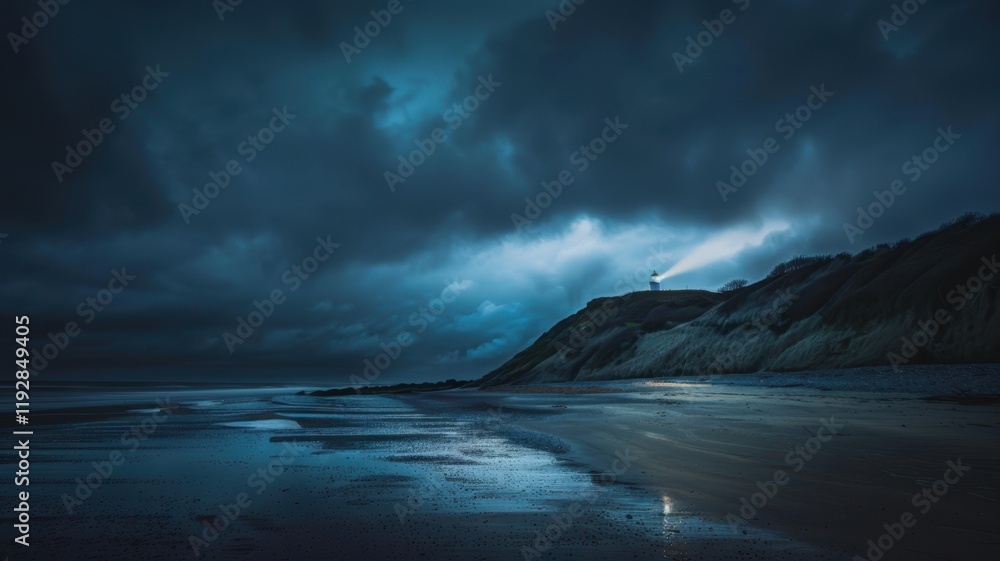 Fototapeta premium Dramatic seascape with stormy sky, long exposure