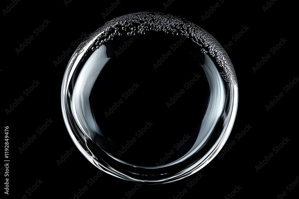 bubble on black background, Crystal glass ball sphere on dark background. bubble on black background, Crystal glass ball sphere on dark background.