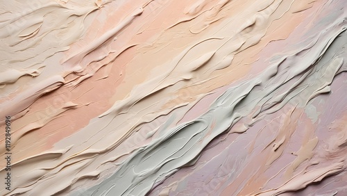 Abstract Texture of Layered Paint in Soft Pastel Colors on Canvas Showcasing Artistic Creativity