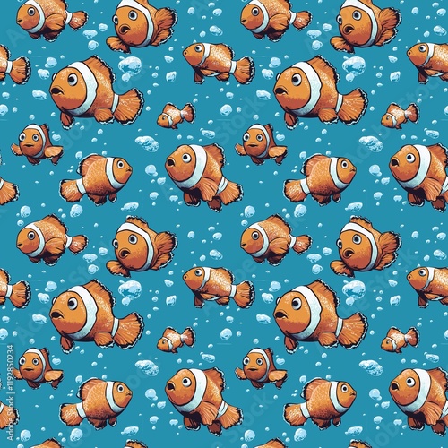 Obraz na płótnie nemo fish graphic seamless pattern