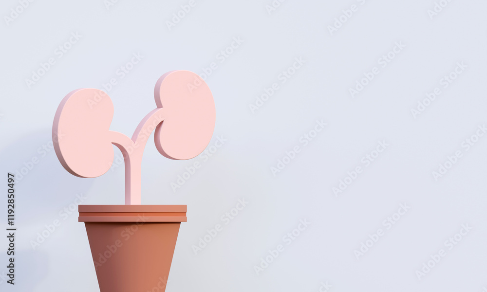 3D Rendering of a human kidney with copy space. Medical illustration 3D Rendering of a human kidney with copy space. Medical illustration