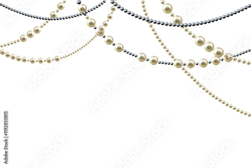 Pearls. Beads. Jewelry. Beautiful vector background. Garland. Festive decoration.