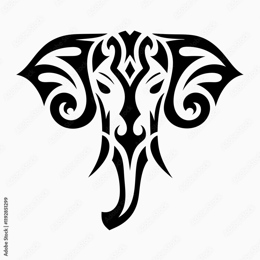 Naklejka premium Tribal Elephant Silhouette vector Design.