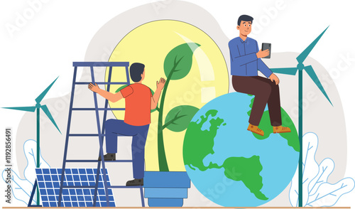 An optimistic illustration showcasing the future of green energy, with solar panels harnessing the power of the sun for a cleaner tomorrow.