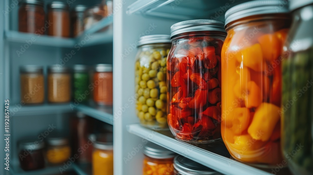 Colorful Jars of Preserved Vegetables Colorful Jars of Preserved Vegetables