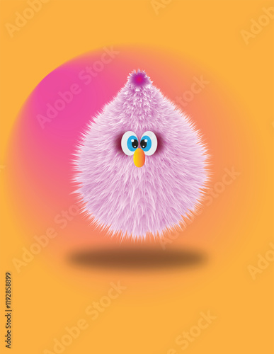 3d Vactor Fluffy Pink Creature