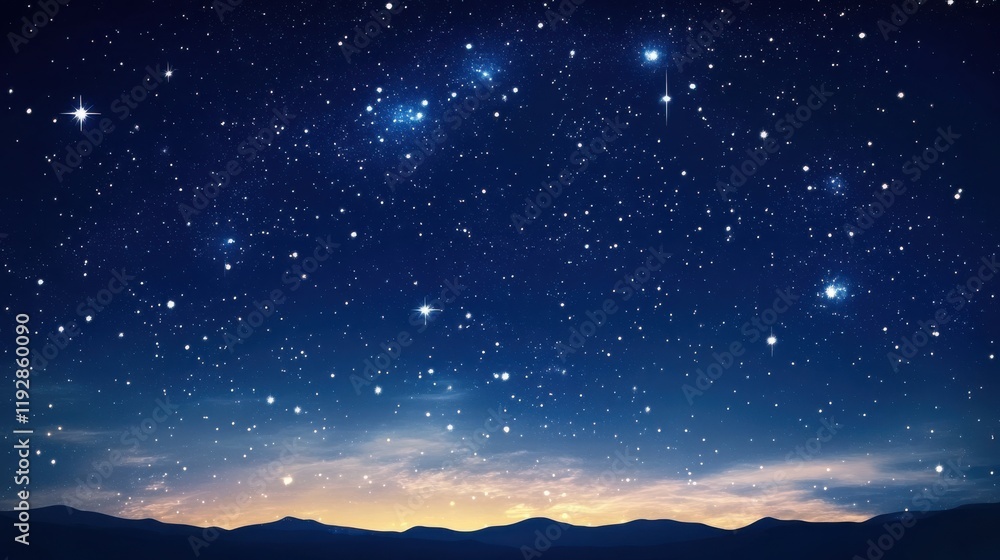 Starry night over a mountain range. Starry night over a mountain range.