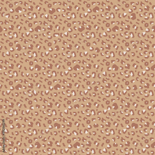 Leopard monochrome seamless pattern. Animal print mocha mouse endless background. Cheetah or panther skin texture repeat cover. Vector hand drawn fabric illustration.
