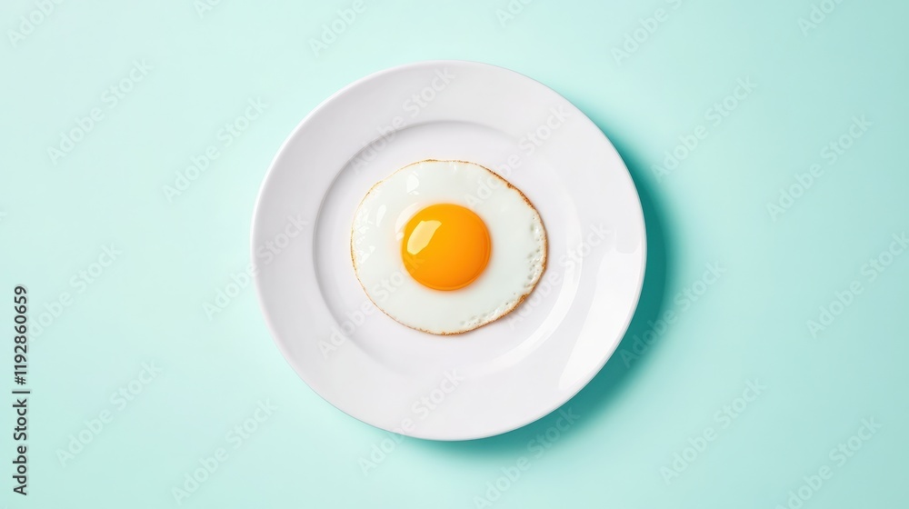 Single Fried Egg on White Plate Minimalist Food Photography, Perfect for Breakfast or Brunch Menus. Single Fried Egg on White Plate Minimalist Food Photography, Perfect for Breakfast or Brunch Menus.