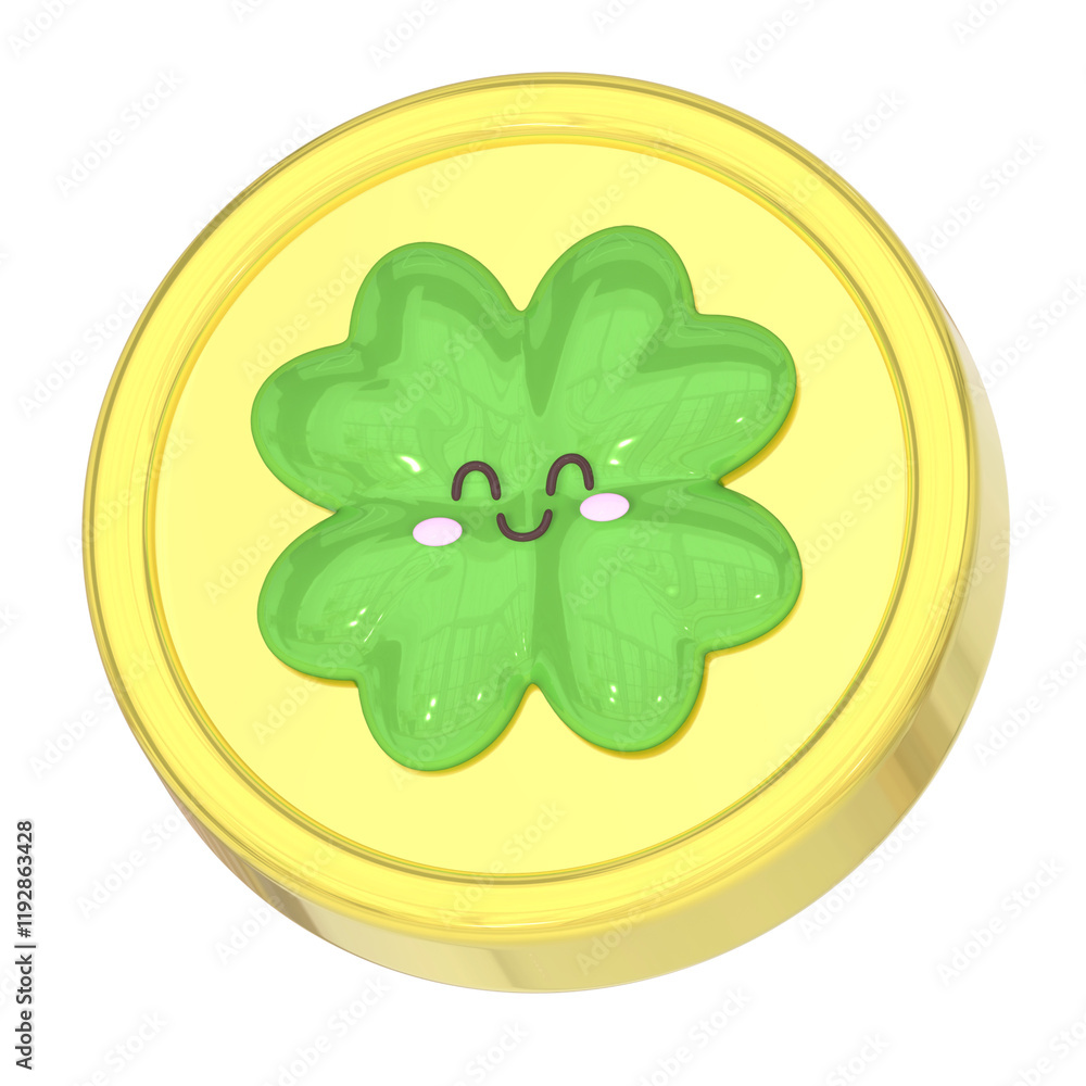 3D Cute Lucky Clover Icon Design 3D Cute Lucky Clover Icon Design