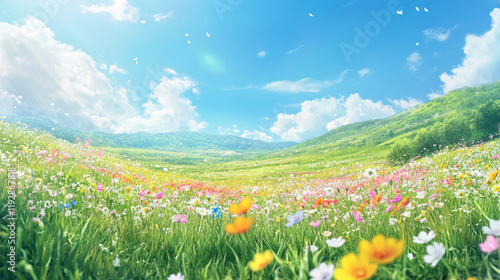 Colorful Wildflower Meadow in Full Bloom - Stunning Spring Landscape