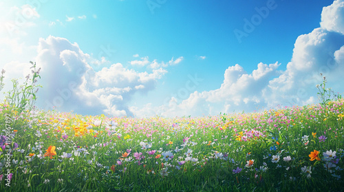 Colorful Wildflower Meadow in Full Bloom - Stunning Spring Landscape