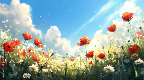 Colorful Wildflower Meadow in Full Bloom - Stunning Spring Landscape