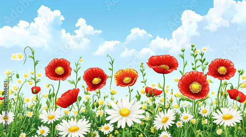 Colorful Wildflower Meadow in Full Bloom - Stunning Spring Landscape