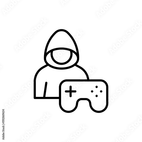Game hacker outline icons, minimalist vector illustration ,simple transparent graphic element .Isolated on white background