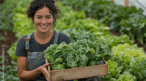 Woman Smiling with Fresh Greens - Embracing Healthy Eating and Wellness