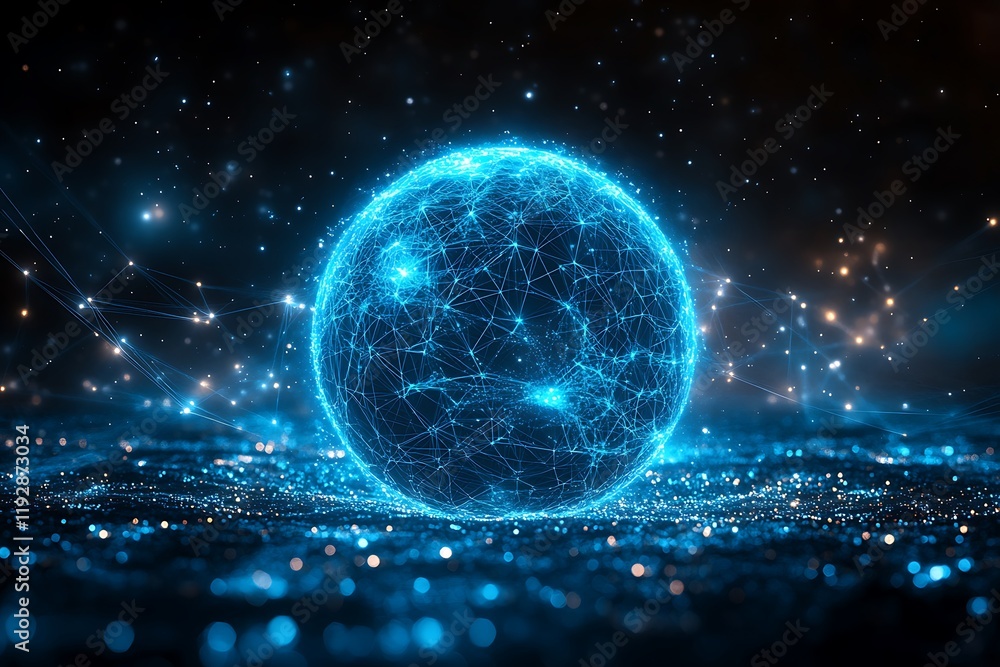 Obraz premium Earth view from space with global communication Network background. 