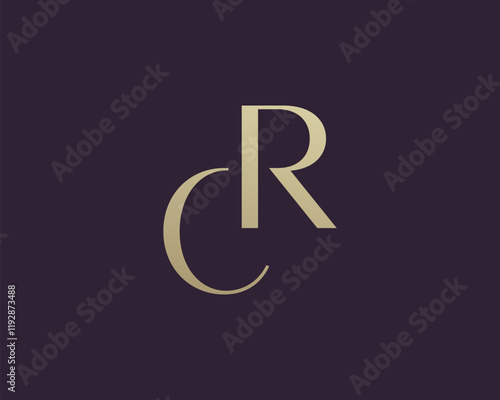 RC or CR letter logo icon design. Classic style luxury initials monogram.