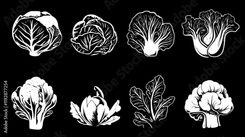 Cabbage tiled design, Cabbage repeating background illustration