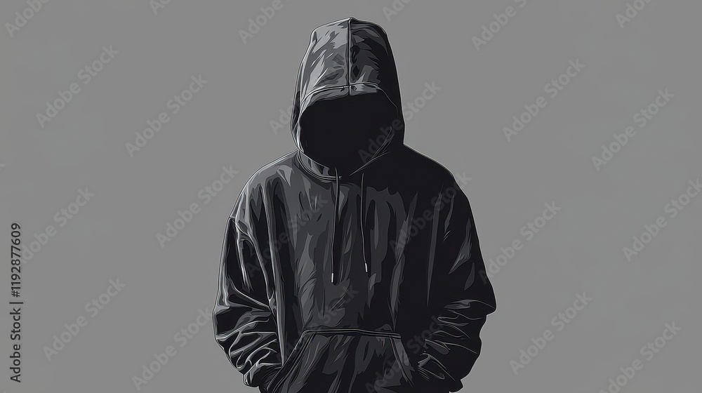 Anonymous person in a dark hoodie, face hidden. Anonymous person in a dark hoodie, face hidden.