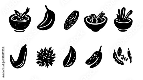 Collection of Chili Con Carne icons, Chili Con Carne vectorized seamless pattern