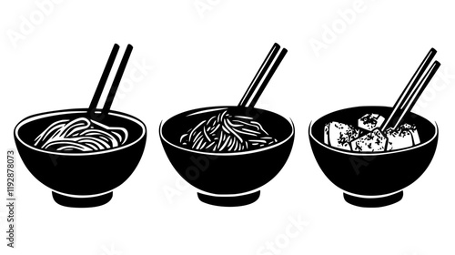 Collection of Cold soba noodles, food vector art